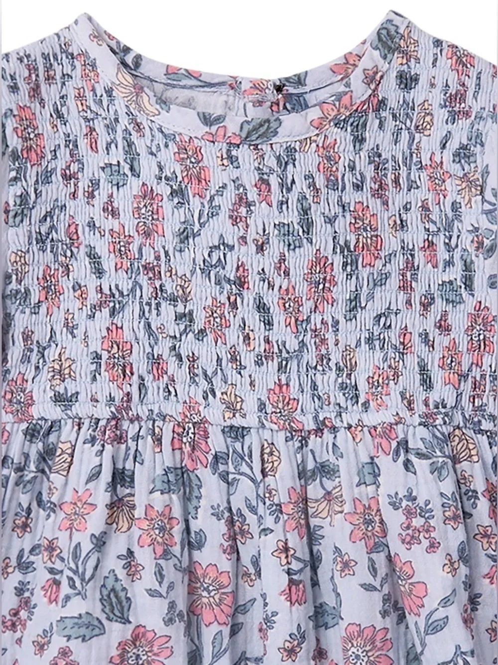 Modern Moments Girls 2T Blue Floral Cotton Smocked Dress Boho Cottagecore Comfy
